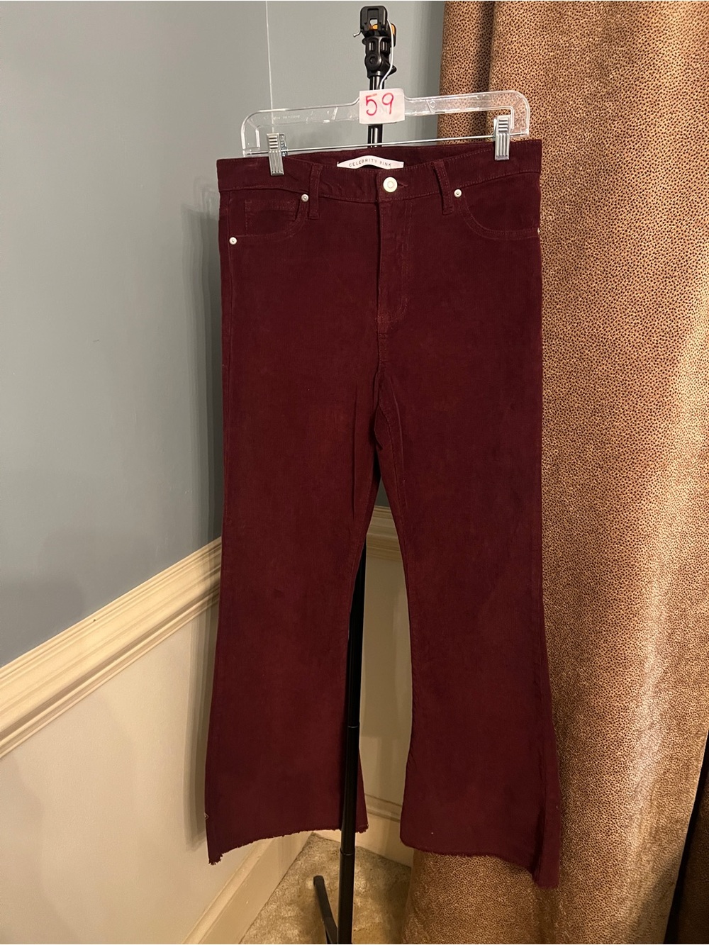 Celebrity Pink Women's Burgundy Flare Corduroy Jeans